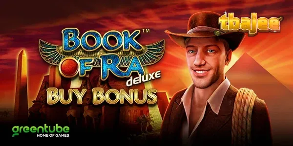 Book of Ra™ deluxe Buy Bonus স্লট গেমের একটি দৃশ্য যেখানে মিশরীয় থিম এবং সোনালী রিল দেখা যাচ্ছে।